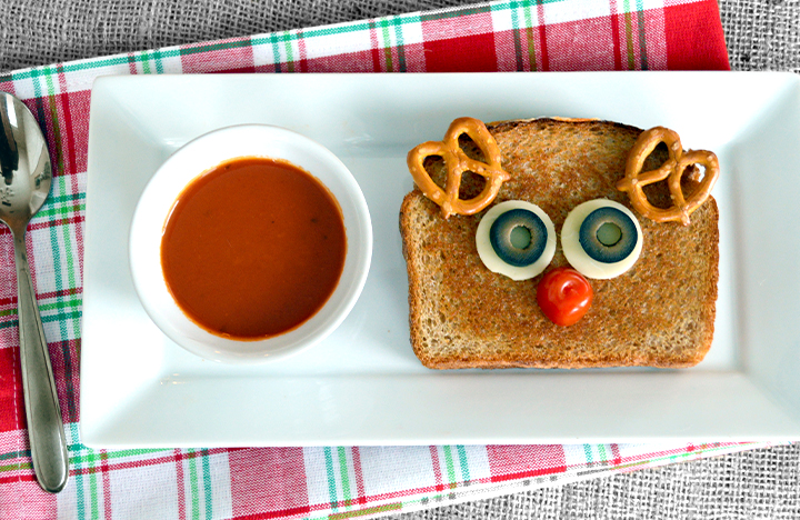 Rudolph Cheese Toastie with Tomato Soup