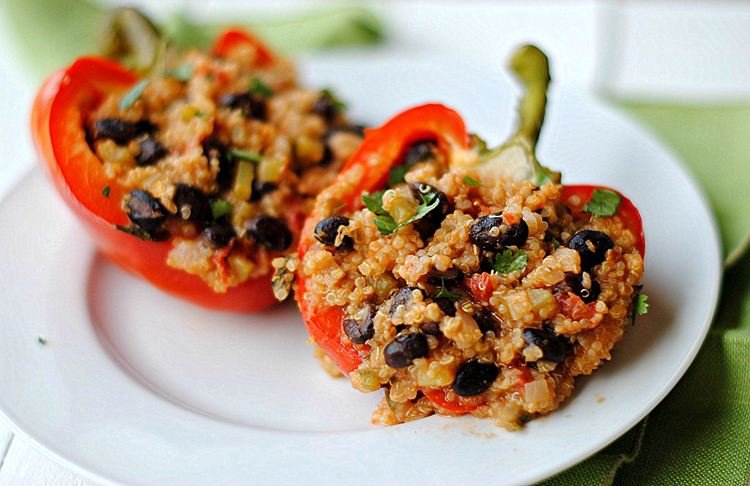 Quinoa-Stuffed Bell Peppers with Tomato Salsa
