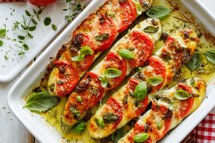 Baked Caprese Zucchini Boats