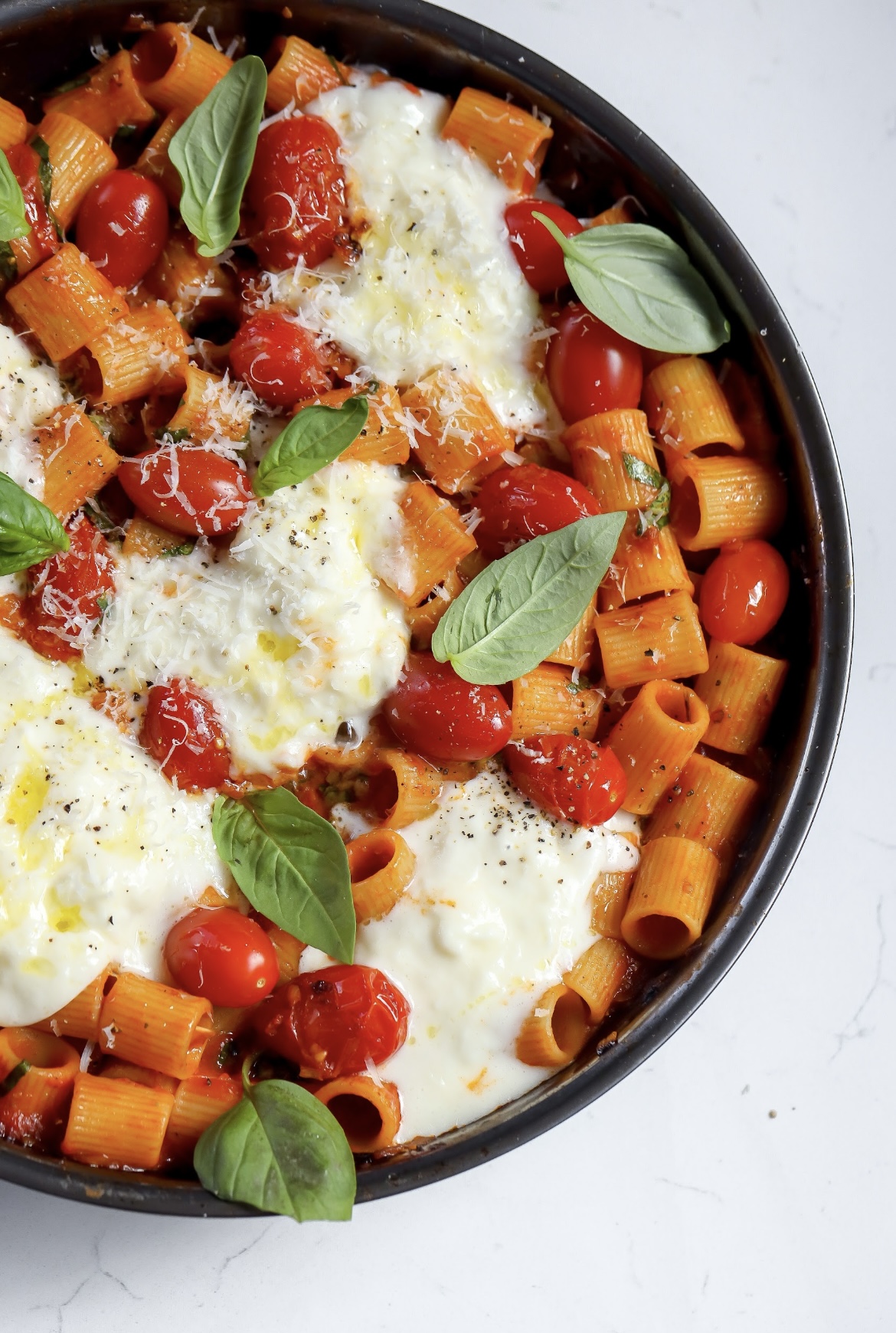 Roasted Cherry Tomato and Burrata Pasta